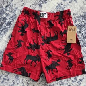 Lazy One Black Moose Pattern Red Men's Shorts